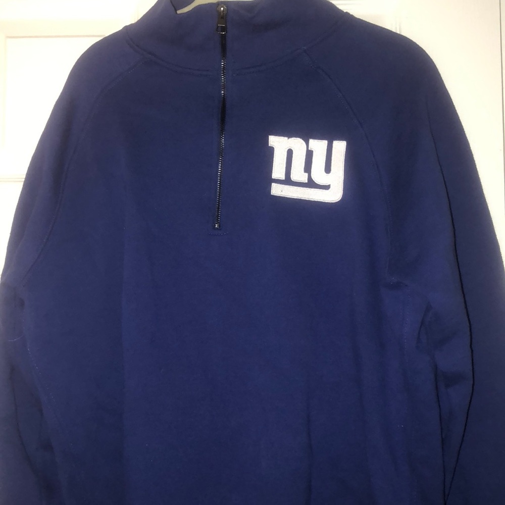 New York Giants Quarter Zip Hoodie-Fleece Lining